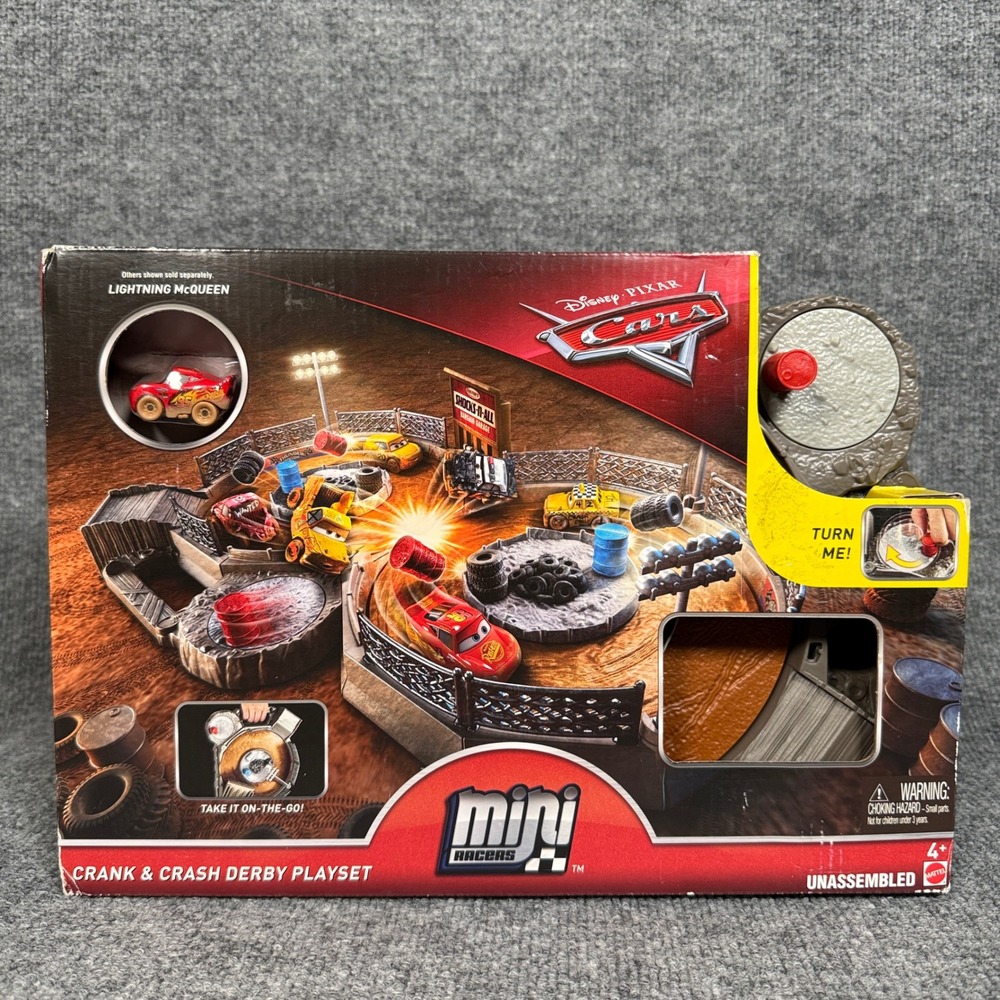 New Disney Pixar Cars Mini Racers Derby Playset Crank & Crash